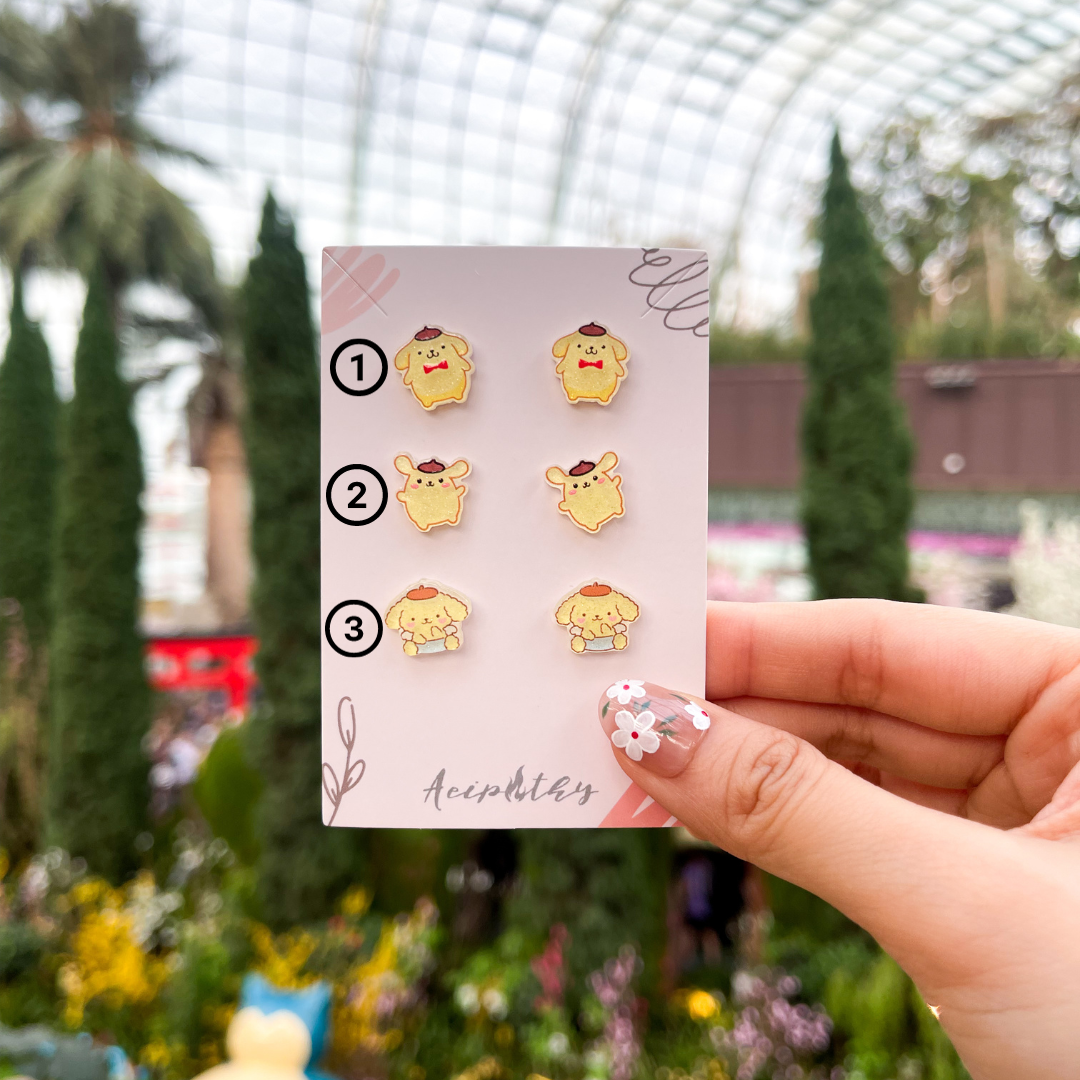 Pompompurin Studs (3 Designs)