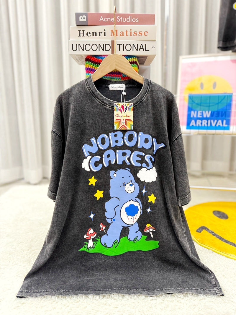 Nobody Cares Carebear Acid Wash Tee