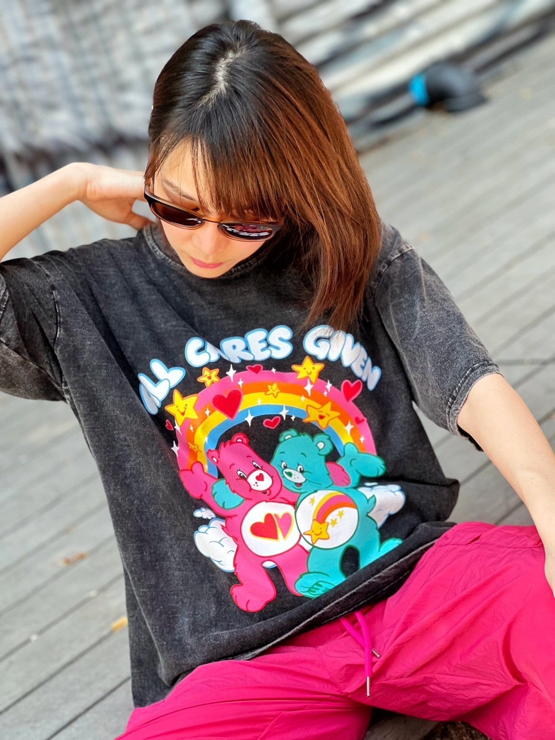 All Cares Given Carebear Acid Wash Tee