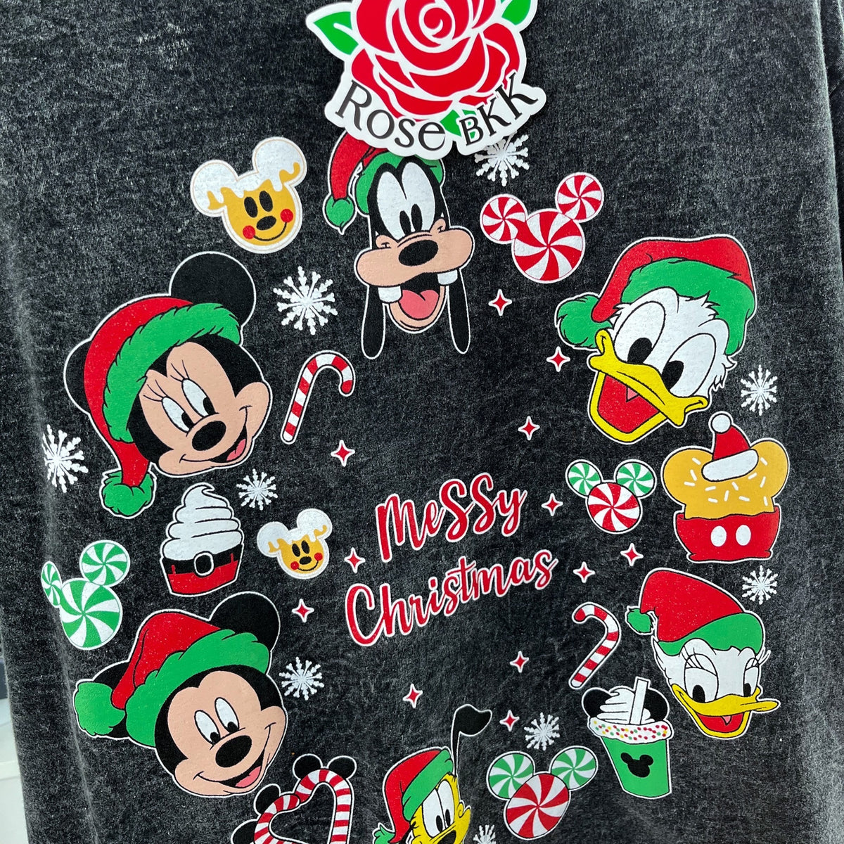 Mickey Christmas Acid Washed Unisex Tee