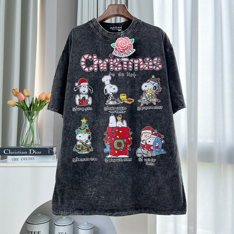 Snoopy Christmas Acid Washed Unisex Tee