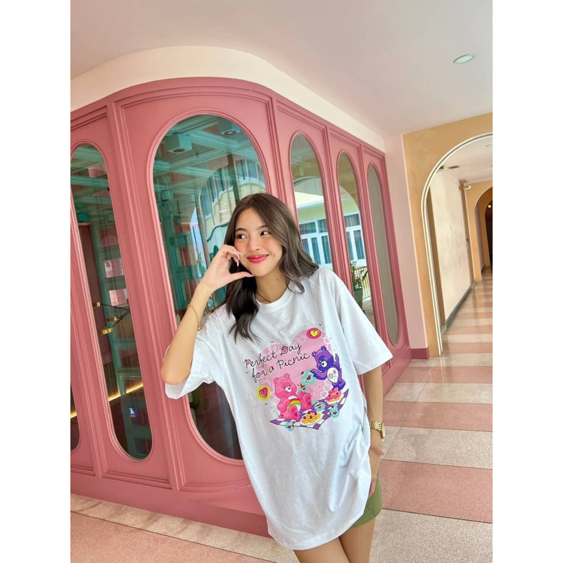 Bear Picnic Oversized Tee (White)