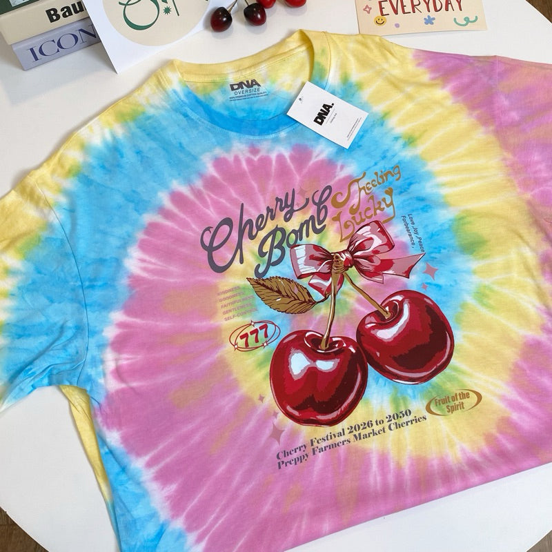 Cherry Bomb Tie-Dye Oversized Tee (Pink)