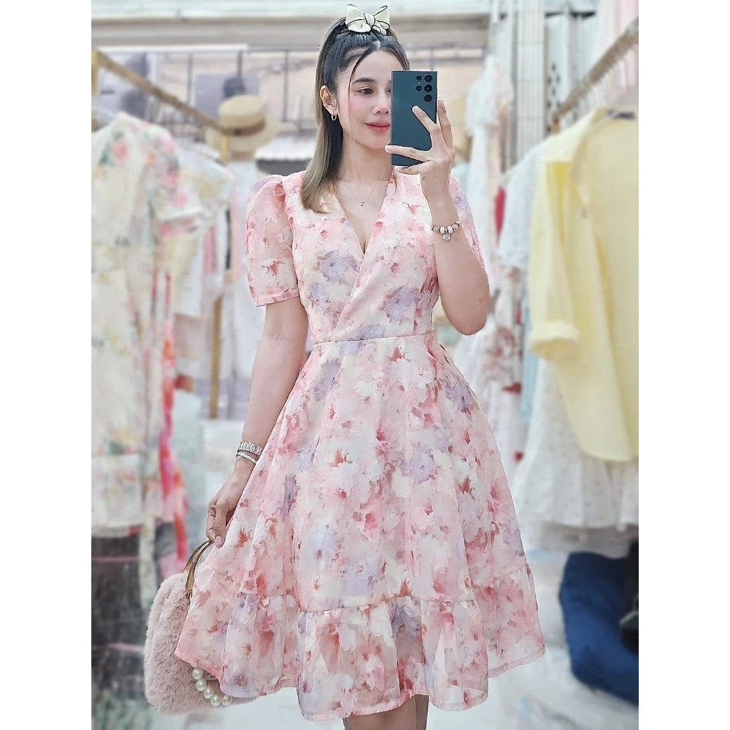 Aurelia Ruffled Dress (Blush)