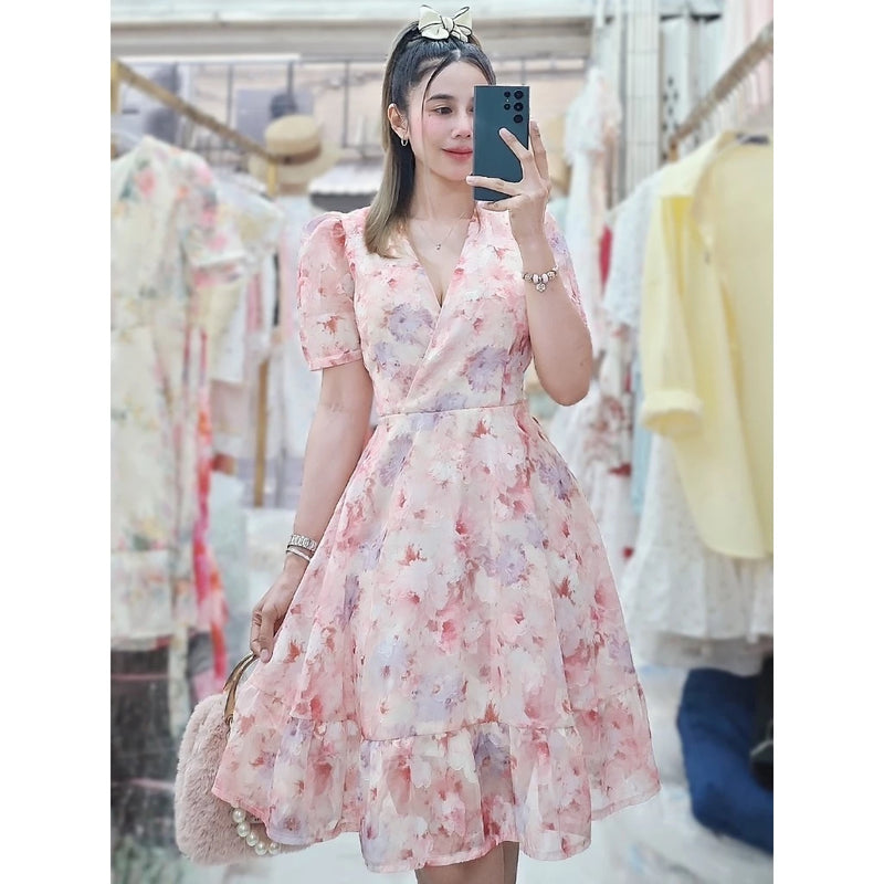 Aurelia Ruffled Dress (Blush)