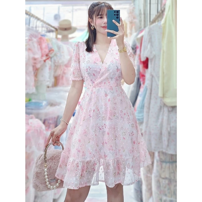 Aurelia Swiss Dot Dress (Blush)