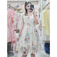 Aurelia Ruffled Dress (Creme)