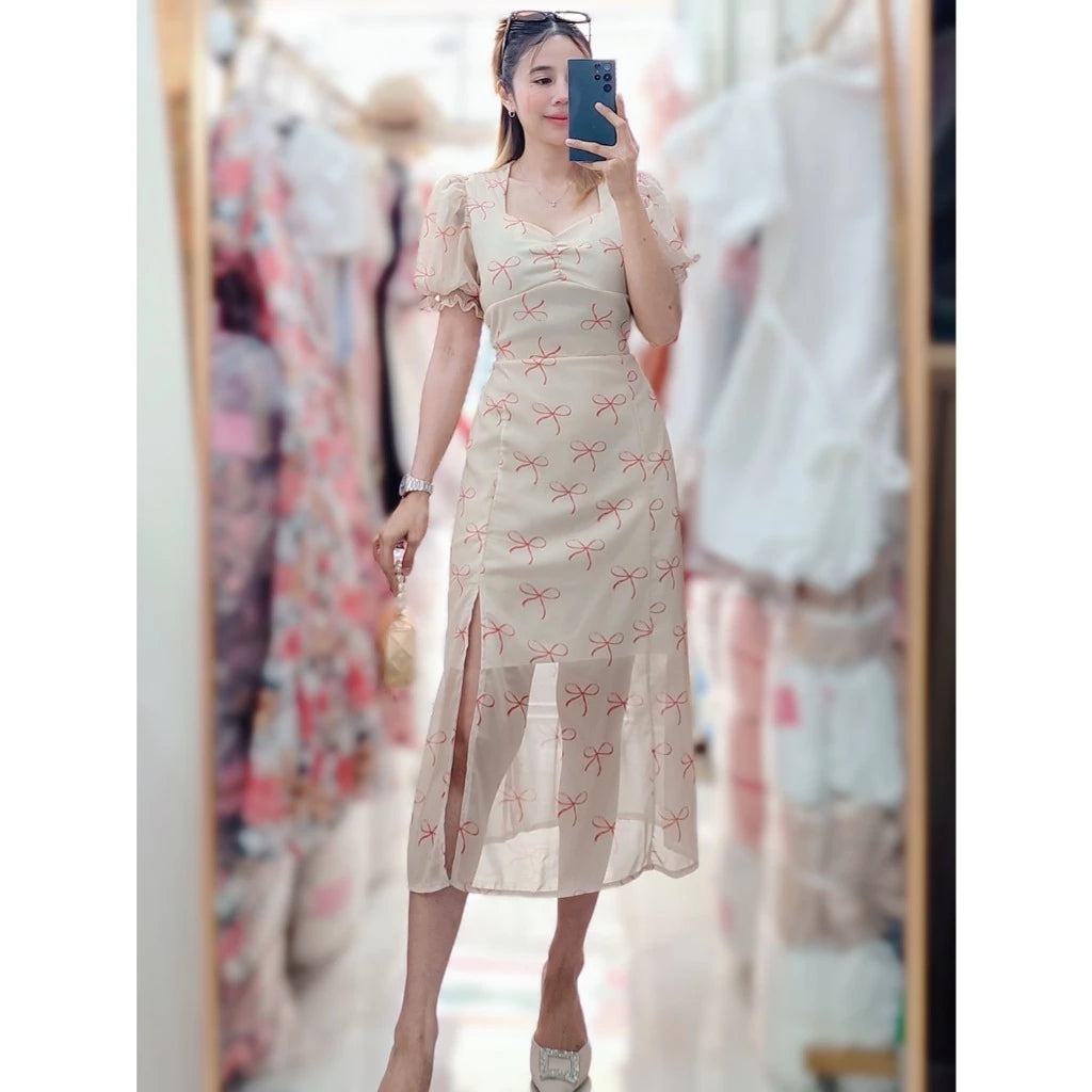 Clementine Sweetheart Chiffon Dress (Ribbon)