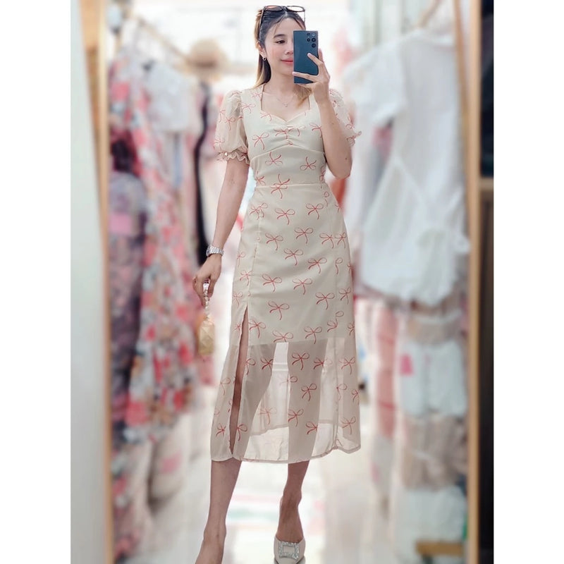 Clementine Sweetheart Chiffon Dress (Ribbon)