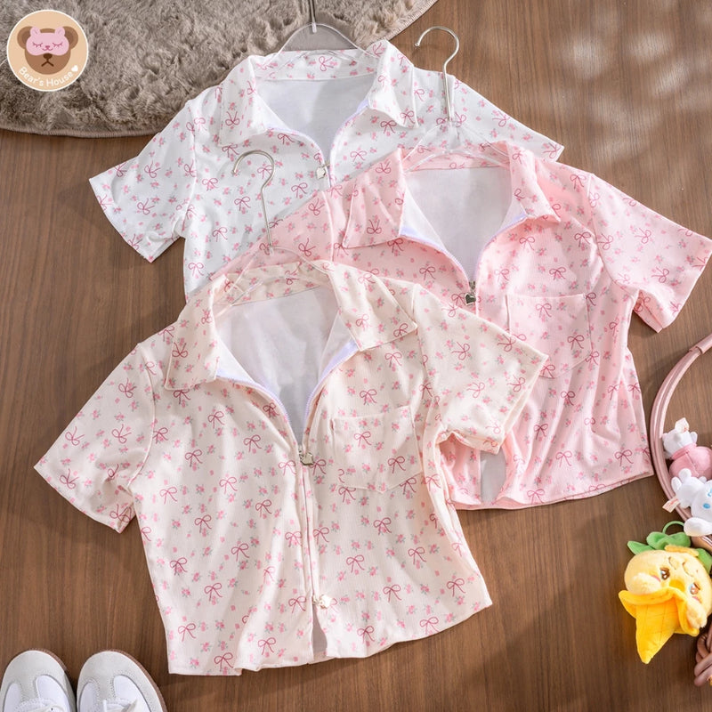 Bow Heart Ribbed Top