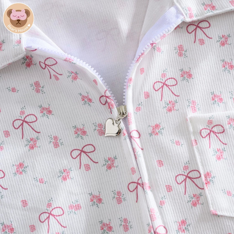 Bow Heart Ribbed Top