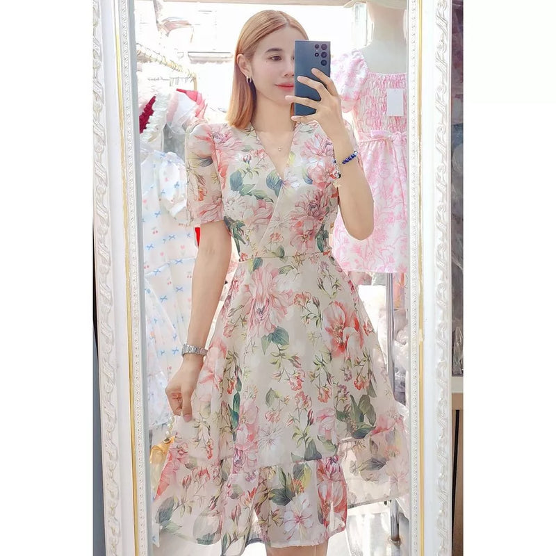 Aurelia Ruffled Dress (Peony)